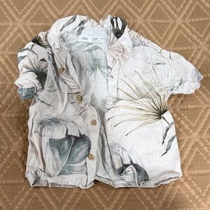 Zara Kids Botanical Print Button Down Shirt